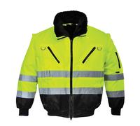 Portwest Hi-Vis 3-in-1 Contrast Pilot Jacket Fully Lined Safety Winter Coat PJ50