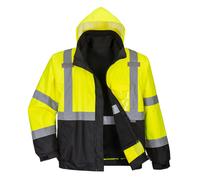 Portwest Hi-Vis 3-in-1 Contrast Premium Bomber Jacket Waterproof Reflective S365