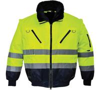 Portwest PJ50 Hi-Vis 3-in-1 Contrast Pilot Jacket Multi Pocket Long Sleeve