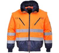 Hi Vis detachable sleeves "Fur lined" 3 in1 Winter Pilot Jacket/Bodywarmer Port