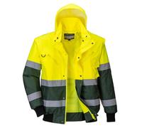PORTWEST Hi-Vis 3-in-1 X Back Contrast Bomber Jacket Waterproof Safety C565