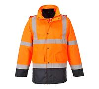 Portwest Hi-Vis 4-in-1 Contrast Traffic Jacket, Size: XL, Colour: Orange/Navy, S471ONRXL