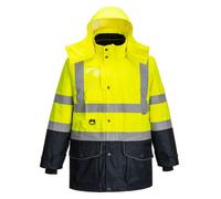Portwest Hi-Vis 7-in-1 Contrast Traffic Jacket, Size: S, Colour: Yellow/Navy, S426YNRS