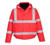 PORTWEST Hi Vis Bomber Jacket Water Resistant Lined Padded Hood Safety #S463 UK