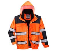 Portwest Hi-Vis Classic Bomber Jacket, Size: 4XL, Colour: Orange/Black, C466OBR4XL
