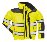 Hi Vis Bomber Jacket Orange yellow Waterproof work coat Bodywarmer Portwest C466
