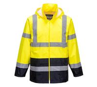 Classic Hi Vis Contrast Rain Jacket Yellow / Navy M