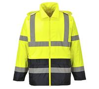 Portwest Hi-Vis Classic Contrast Rain Jacket, Size: L, Colour: Yellow/Black, H443YBRL