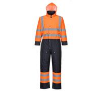 Portwest Hi-Vis Contrast Coverall - Orange And Navy Winter Lined Suit L