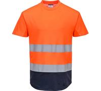 Portwest Hi Vis Contrast Mesh Insert Short Sleeve T Shirt Orange / Navy 2XL