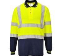 Portwest Hi-Vis Contrast Polo Shirt Long Sleeve Breathable Reflective S279
