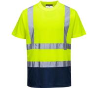Portwest S378 Men's Hi Vis T Shirt Two-Tone Reflective Safety Workwear T-Shirt Yellow/Navy, 3X-Large