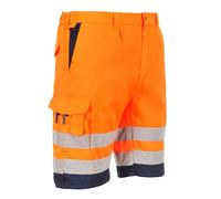 Portwest Mens Class 1 Hi Vis Poly Cotton Shorts Orange / Navy XS