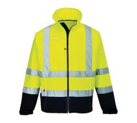 Portwest S425 Hi-Vis Contrast Softshell Jacket in Yellow, Size XL, Polyester | Charlies