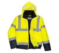 Portwest Hi-Vis Two Tone Bomber Jacket, Size: XS, Colour: Yellow/Navy, S266YNRXS