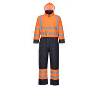 Portwest Hi-Vis Contrast Winter Coverall Waterproof Quilt lined Hood Safety Work