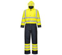 Portwest Hi-Vis Contrast Winter Coverall Waterproof Quilt lined Hood Safety Work