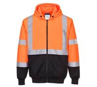 Portwest Hi-Vis Two-Tone Zipped Hoodie Orange/black - Xxxxxl