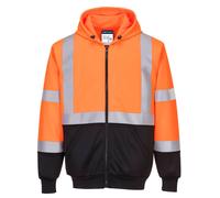 (Orange/Black, L) Portwest Hi-Vis 2 Tone Zipped Hoodie