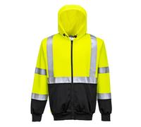 Portwest Hi-Vis Contrast Zipped Hoodie Reflective Safety Work Sweatshirt B315