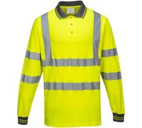 Portwest Cotton Comfort Polo Long Sleeve Yellow Size: 3XL Colour: Yell 3XL
