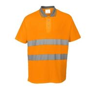 Portwest Polo Shirt Cotton Comfort – Hi Vis Short Sleeve – Men's Orange L