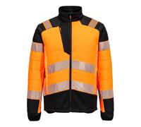 Portwest T170 PW3 Hi-Vis Hybrid Baffle Jacket Windproof Warm Coat - Orange Black