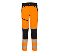 Portwest T140 PW3 Hi Vis Stretch Trouser Work Pants Titanmill Pro Four Way Stretch Reinforced Knees Elastic Waist Segmented Reflective Tape Adjustable Hem EN ISO 20471 Certified, Orange/Black, XXL