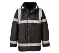 Portwest Hi Vis Lite Iona Traffic Jacket Waterproof Quilt Lined Hood Safety Work