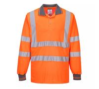 Portwest Hi Vis Long Sleeve Polo Shirt Reflective Wicking Breathable Safety Work