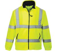 Portwest F300 Hi-Vis Reflective Fleece Jacket with Pockets - CE Certified High Viz Outdoor Safety Workwear, Yellow, 3XL