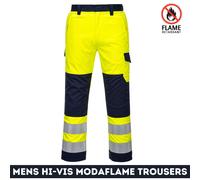 Portwest Hi-Vis Modaflame Flame Resistant Trousers Pocket Safety Work Pants MV46