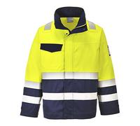 Portwest Hi-Vis Modaflame Jacket, Color: Yellow/Navy, Size: M, MV25YNRM