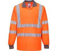 Hi-Vis Long Sleeved Polo (Orange) 5XL