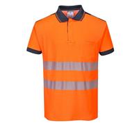 Portwest PW3 Hi-Vis Polo Shirt S/S, Size: XXL, Colour: Orange/Navy, T180ONRXXL