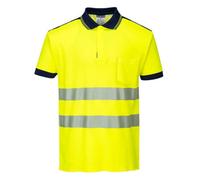 Portwest PW3 Hi-Vis Polo Shirt S/S, Size: XL, Colour: Yellow/Navy, T180YNRXL