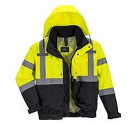 Portwest Hi-Vis Premium 3-in-1 Bomber, Color: Yellow/Black, Size: XXL, S365YBRXXL