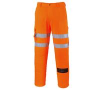 Portwest Hi-Vis Rail Combat Work Trousers Elasticated Waist Kneepad Pockets RT46