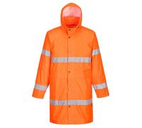 PORTWEST Hi Vis Rain Coat 100cm Waterproof Pack Away Hood Safety jacket H442