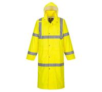 Portwest H445 Men's Waterproof Hi Vis Raincoat - Reflective Lightweight Long Rain Jacket with Hood Safety Workwear ANSI Class 3 Yellow, 4X-Large