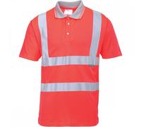 Portwest Hi-Vis Short Sleeve Polo Shirt Red M Colour: Red, Chest Size: M