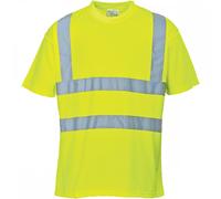 Portwest S478 Hi Vis Short Sleeve T-Shirt Lightweight Breathable Safety Workwear Shirt Moisture Wicking Reflective Tape UPF 40+ Protection Warm Weather Work Top, Yellow, 4XL