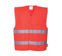 Portwest Hi-Vis Two Band Vest, Size: XX/3X, Colour: Red, C474RERXX/3X