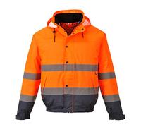 Portwest Hi-Vis Two Tone Bomber Jacket, Size: L, Colour: Orange/Navy, S266ONRL