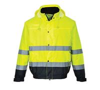 Portwest Hi-Vis Two Tone Bomber Jacket, Size: S, Colour: Yellow/Navy, S266YNRS
