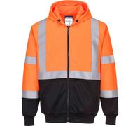 Portwest Hi Vis Two Tone Zipped Hoodie Orange / Black L