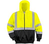 (Yellow/Black, L) Portwest Hi-Vis 2 Tone Zipped Hoodie