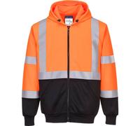 Portwest Hi Vis Two Tone Zipped Hoodie Orange / Black 2XL