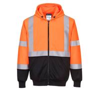 (Orange/Black, M) Portwest Hi-Vis 2 Tone Zipped Hoodie