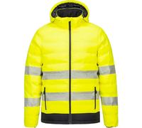 Portwest Heated Hi Viz Jacket Electric Tunnel Puffer Coat Yellow Hi Vis M